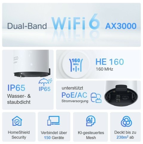 TP-Link Deco X50-Outdoor Dual-band (2.4 GHz/5 GHz) Wi-Fi 6 (802.11ax) Biały 1 Wewnętrzne