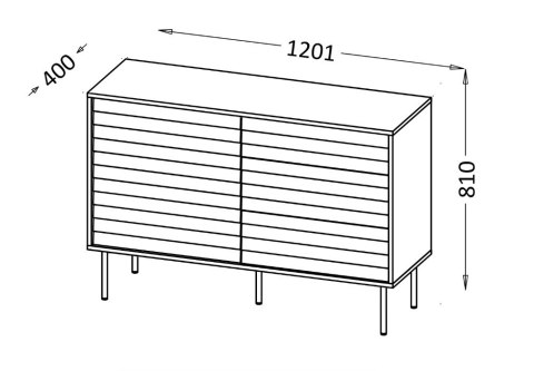 Komoda 1D3S CORTINA 120x40x81 czarny