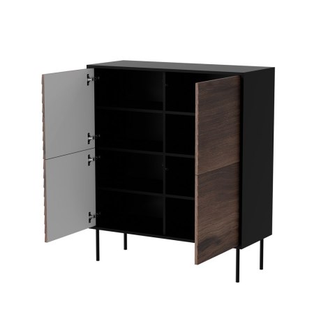 Komoda 4D CORTINA 102x40x118 czarny/orzech