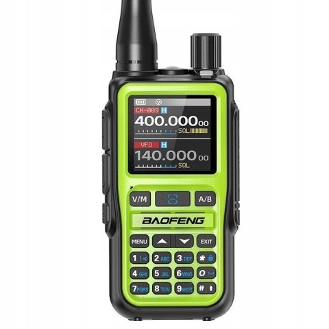 Krótkofalówka Baofeng UV-5R EU MINI USB-C Bluetooth VHF UHF Pasmo Lotnicze Green (antena 15cm)