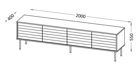 Szafka RTV 4D CORTINA 200x40x55 czarny/orzech