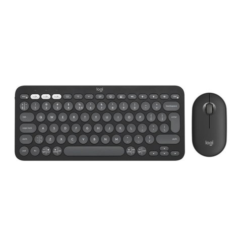 Logitech 920-012239 klawiatura Dołączona myszka Uniwersalne RF Wireless + Bluetooth QWERTY Amerykański międzynarodowy Grafitowy