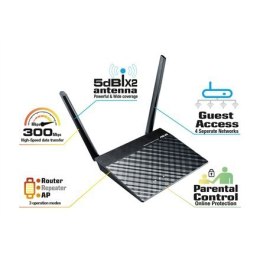 Asus | Router | RT-N12E | 802.11n | 300 Mbit/s | 10/100 Mbit/s | Porty Ethernet LAN (RJ-45) 4 | Obsługa sieci mesh Nie | MU-MiMO