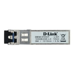 D-LINK DEM-310GT/DD, 1-port mini-GBIC LX Single-mode Fiber Transceiver (up to 10km, support 3.3V power), DDM support D-Link