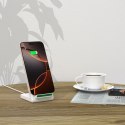 Ładowarka bezprzewodowa do smartfona w formie stojaka 15W - biała