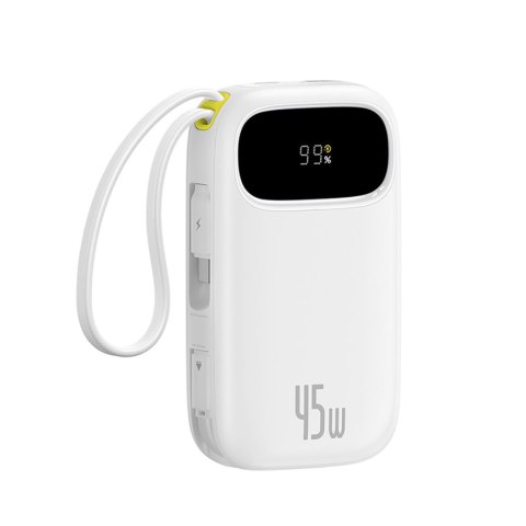 Powerbank 20000mAh 45W z wyświetlaczem kablami USB-C iPhone Lightning - biały