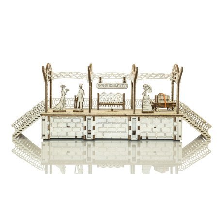 Drewniane puzzle mechaniczne 3d wooden.city - stacja kolejowa