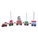 Drewniany pociąg, urodziny, zestaw 18 el.