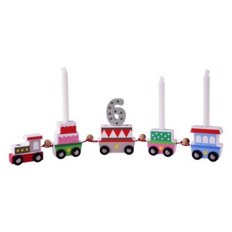 Drewniany pociąg, urodziny, zestaw 18 el.