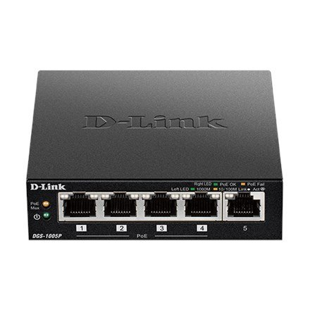 D-Link DGS-1005P/E łącza sieciowe Nie zarządzany Gigabit Ethernet (10/100/1000) Obsługa PoE Czarny
