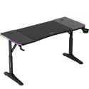Biurko gamingowe dla graczy LED RGB HERO 3.6 regulacja wysokości 140x60cm - czarny