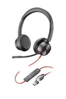 POLY Zestaw słuchawkowy Blackwire 8225 Stereo USB-C + przejściówka USB-C/A