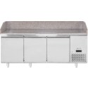 Stół chłodniczy do pizzy z granitowym blatem rantem 3-drzwiowy 375 l 400 W 201x80x88 cm