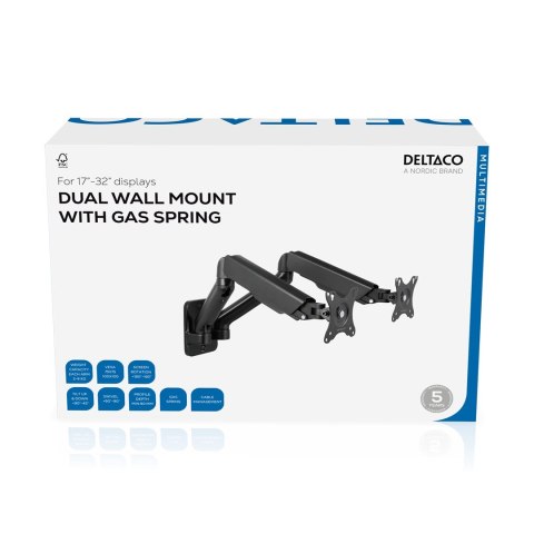 Deltaco Uchwyt ścienny na 2 monitory 17" - 32" (ARM-0361)