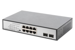 Digitus Przełącznik sieciowy niezarządzalny desktop 8x RJ45 Gb/s (w tym 6xPoE)+ 2x SFP, PoE++ max budżet 180W