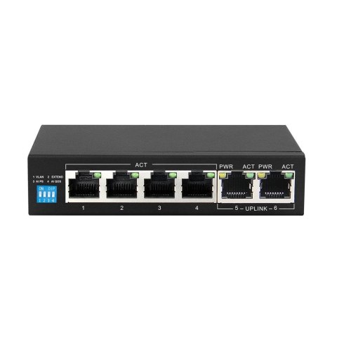 Extralink Switch PoE KRIOS 4x Gigabit PoE/PoE+, 2x RJ45 Uplink Gigabit, 60W